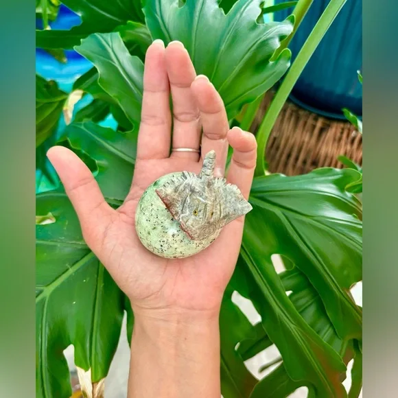 Stingray Carving on Chrysoprase - Picture 4 of 4